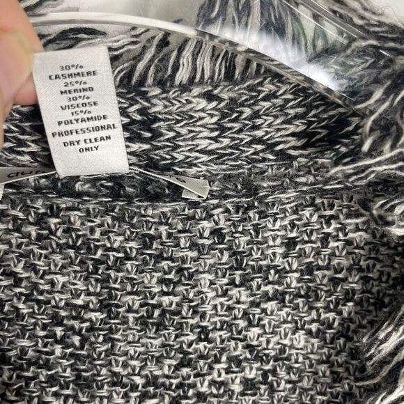 Autumn Cashmere Cardigan Womens Sz M Marled Gray Button Up Sweater Fringe Medium - Picture 4 of 6